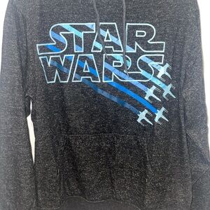 Star Wars X-Wing Fighter Black and Blue Hooded Sweatshirt Sz M